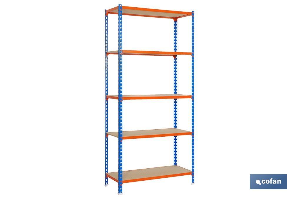 ESTANTERÍA AZUL/NARANJA 5 BALDAS DE MADERA 2000 X 1000 X 500 MM