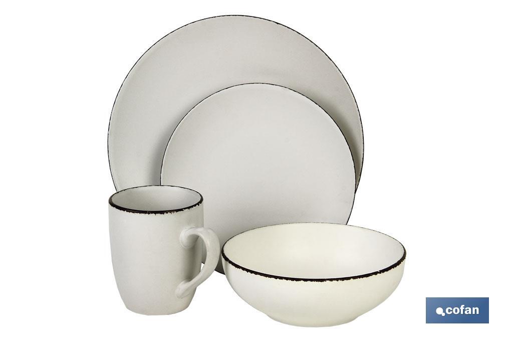 VAJILLA BLANCA MATE 16 PIEZAS CERAMICA.