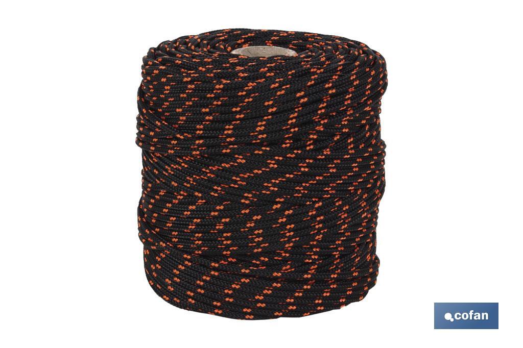 CORDÓN TRENZADO HIPPIE NEGRO/NARANJA 3 MM X 100 M