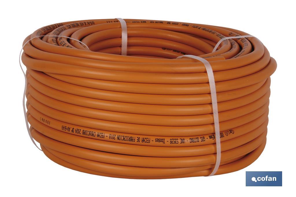 TUBO GAS FLEXIBLE NARANJA UNE 53539 Ø8x60 m