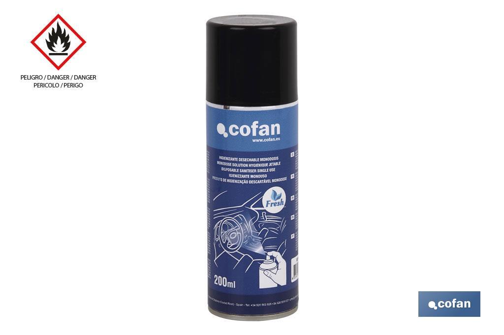 Spray Higienizante Desechable | Monodosis | Capacidad 200 ml | Elimina olores y desinfecta todo tipo de superficies