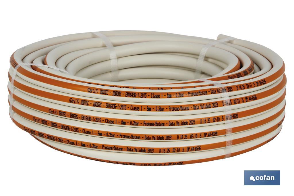 Rollo de Tubo de Gas Butano Flexible | Uso específico para Portugal | Medidas: 8 mm x 25 m